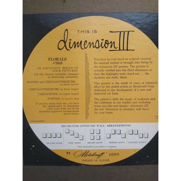 Dimension III Poppies In Pewter Mug By Metalcraft Corp Framed Art Work - Picture 3 of 6